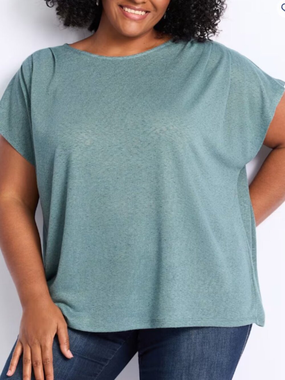 Bobeau Aria Pleat Shoulder Tee 1X - Picture 2 of 5
